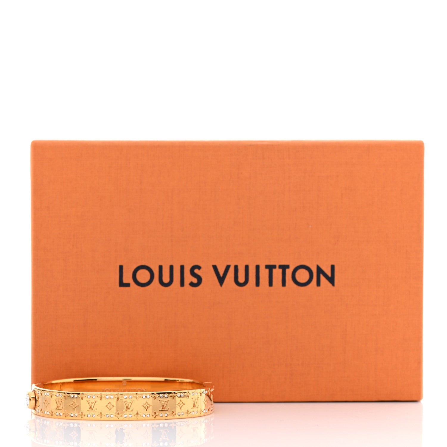 Louis Vuitton Brass Crystal Monogram Nanogram Strass Cuff S Gold 7 of 7