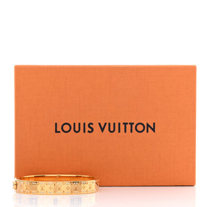 Louis Vuitton Brass Crystal Monogram Nanogram Strass Cuff S Gold 7 of 7