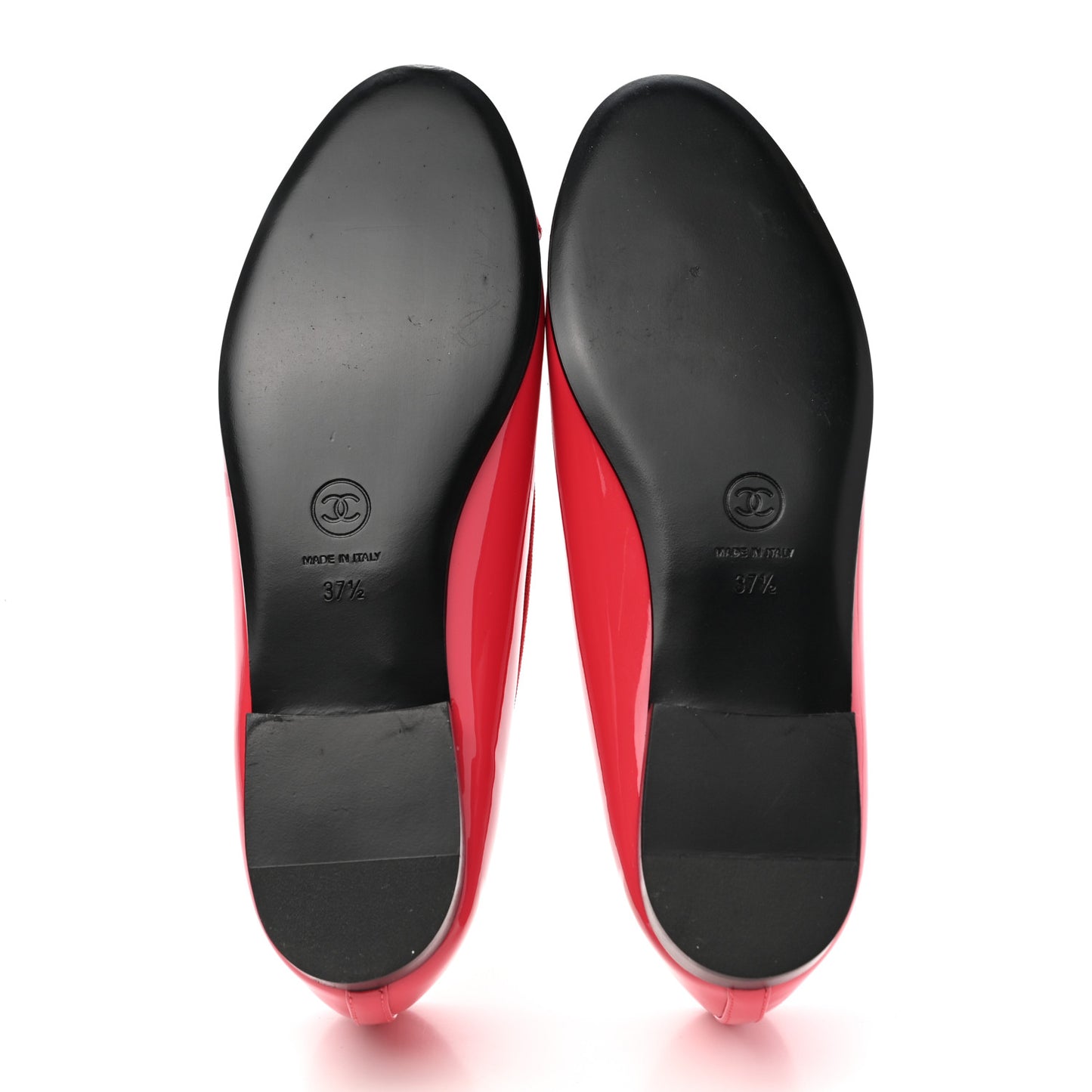Patent Calfskin CC Cap Toe Ballerina Flats 37.5 Red