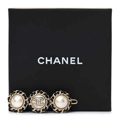 Chanel Lambskin Pearl CC Hair Clip Gold 5 of 5