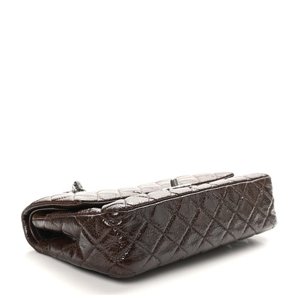 Chanel Crinkled Patent Quilted Medium Double Flap Brown 4 of 10