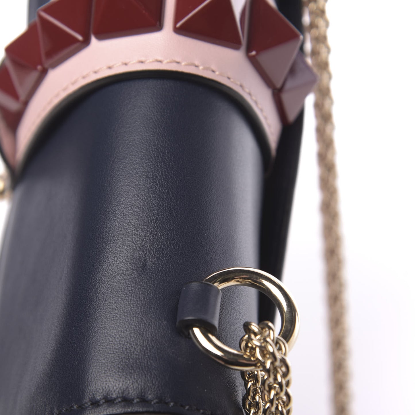 Vitello Small Glam Lock Rockstud Flap Light Ivory Water Rose Marine Rubin