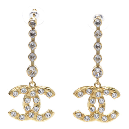 Chanel CC Crystal Drop Earrings Gold 1 of 5