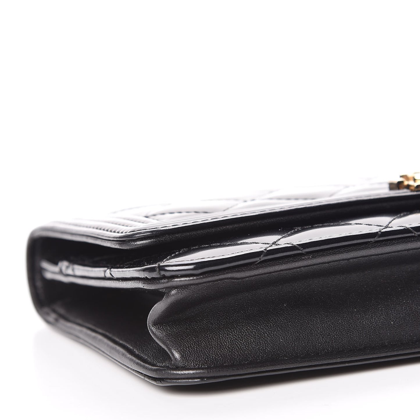 Glazed Calfskin Quilted Boy Wallet On Chain WOC Black