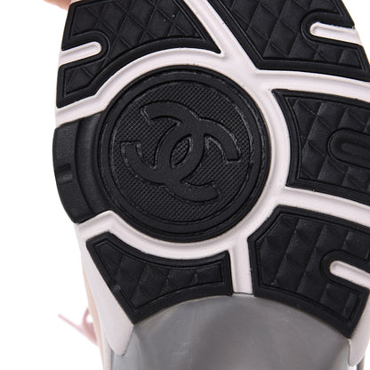 Chanel Nylon Lambskin Suede Calfskin CC Sneakers 36.5 Pink 6 of 8