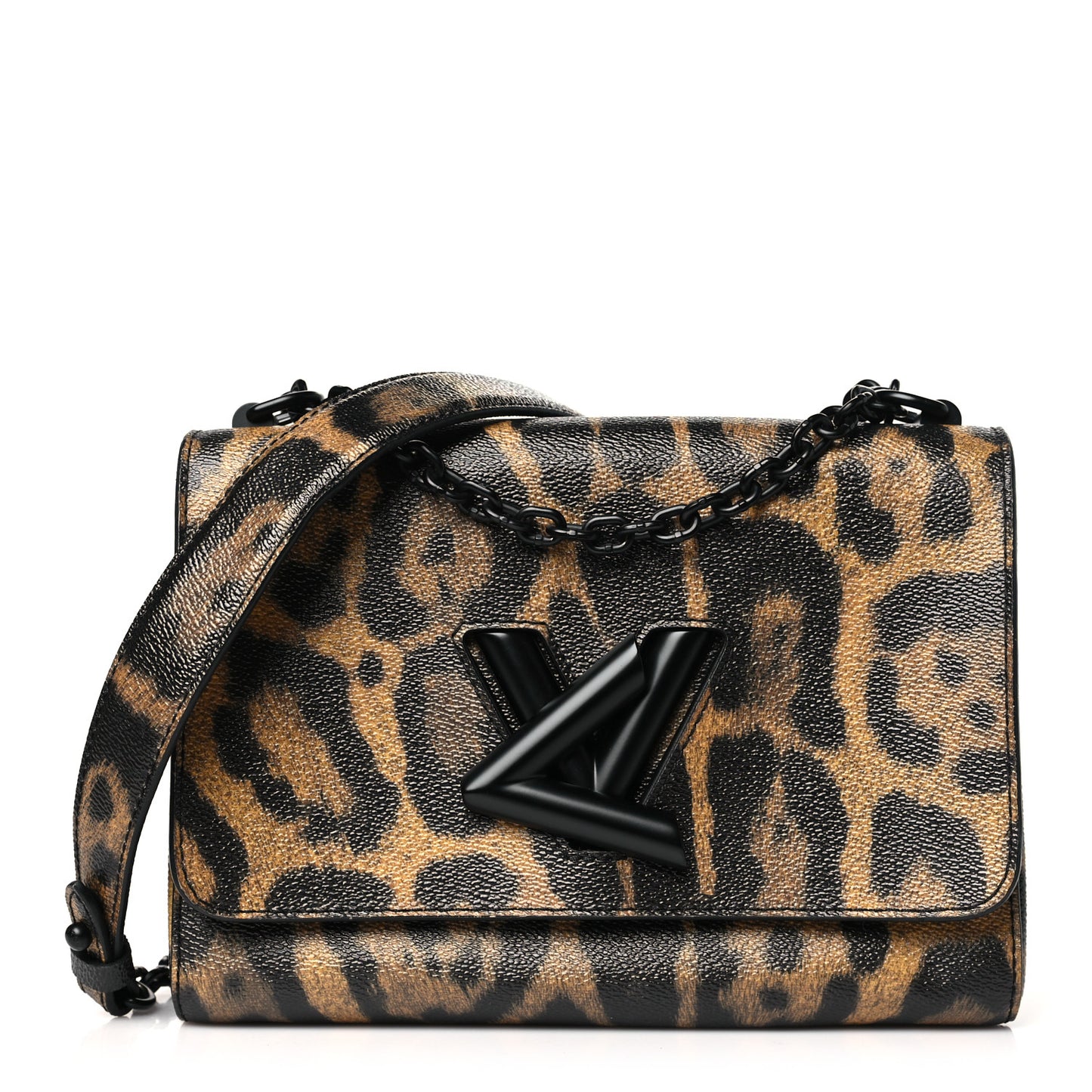 Calfskin Wild Animal Print Twist Shoulder Bag MM