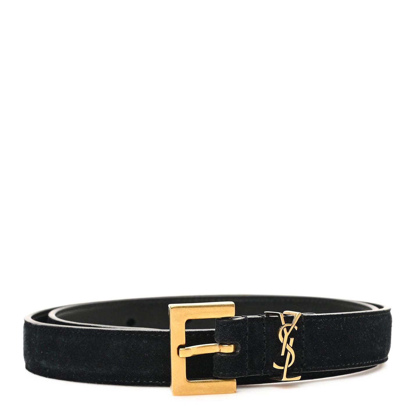 Suede Calfskin Monogram Square Buckle Belt 70 28 Black