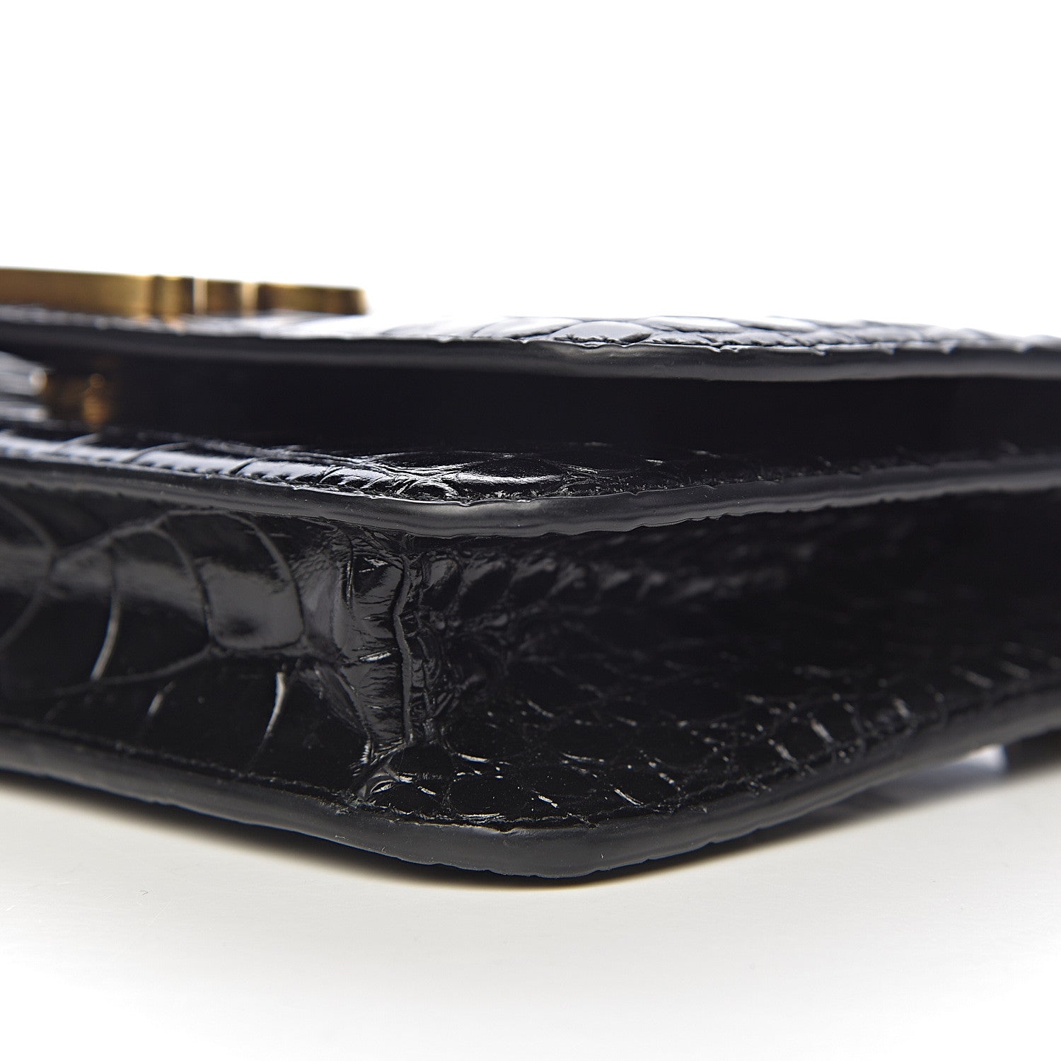 Balenciaga Crocodile Embossed Patent B Wallet On Chain Black 10 of 11