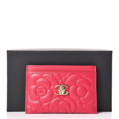 Chanel Caviar Camellia Embossed Card Holder Fuchsia 9 of 9