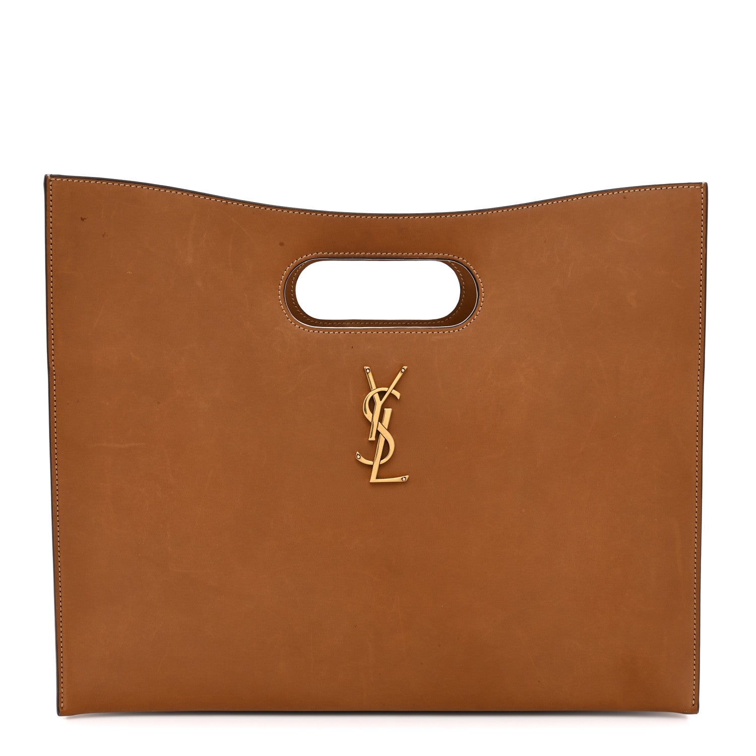 Saint Laurent Vegetable Tanned Calfskin Junon Tote Brick 1 of 12