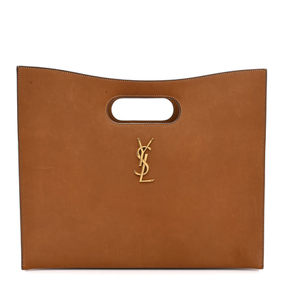 Saint Laurent Vegetable Tanned Calfskin Junon Tote Brick 1 of 12