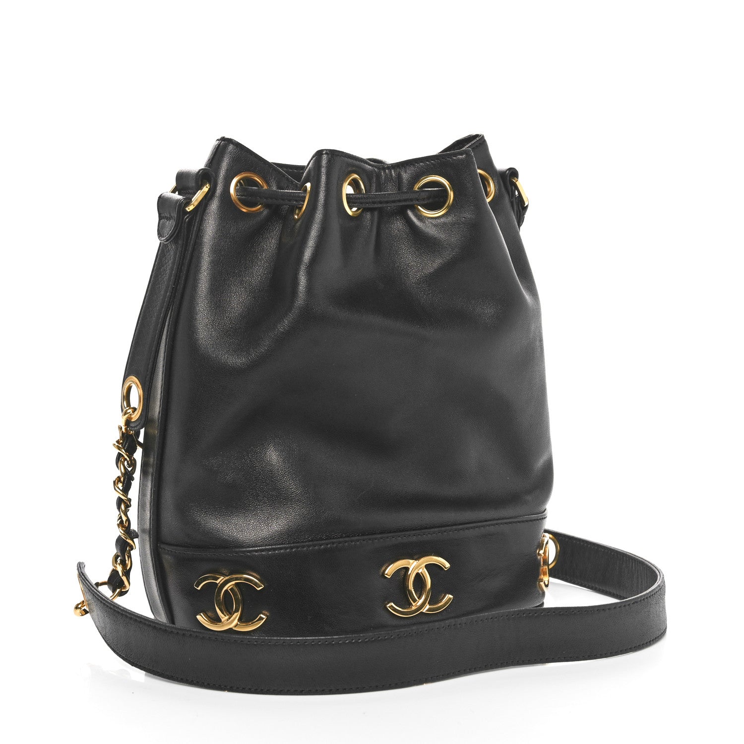 Chanel Lambskin CC Drawstring Shoulder Bag Black 4 of 11