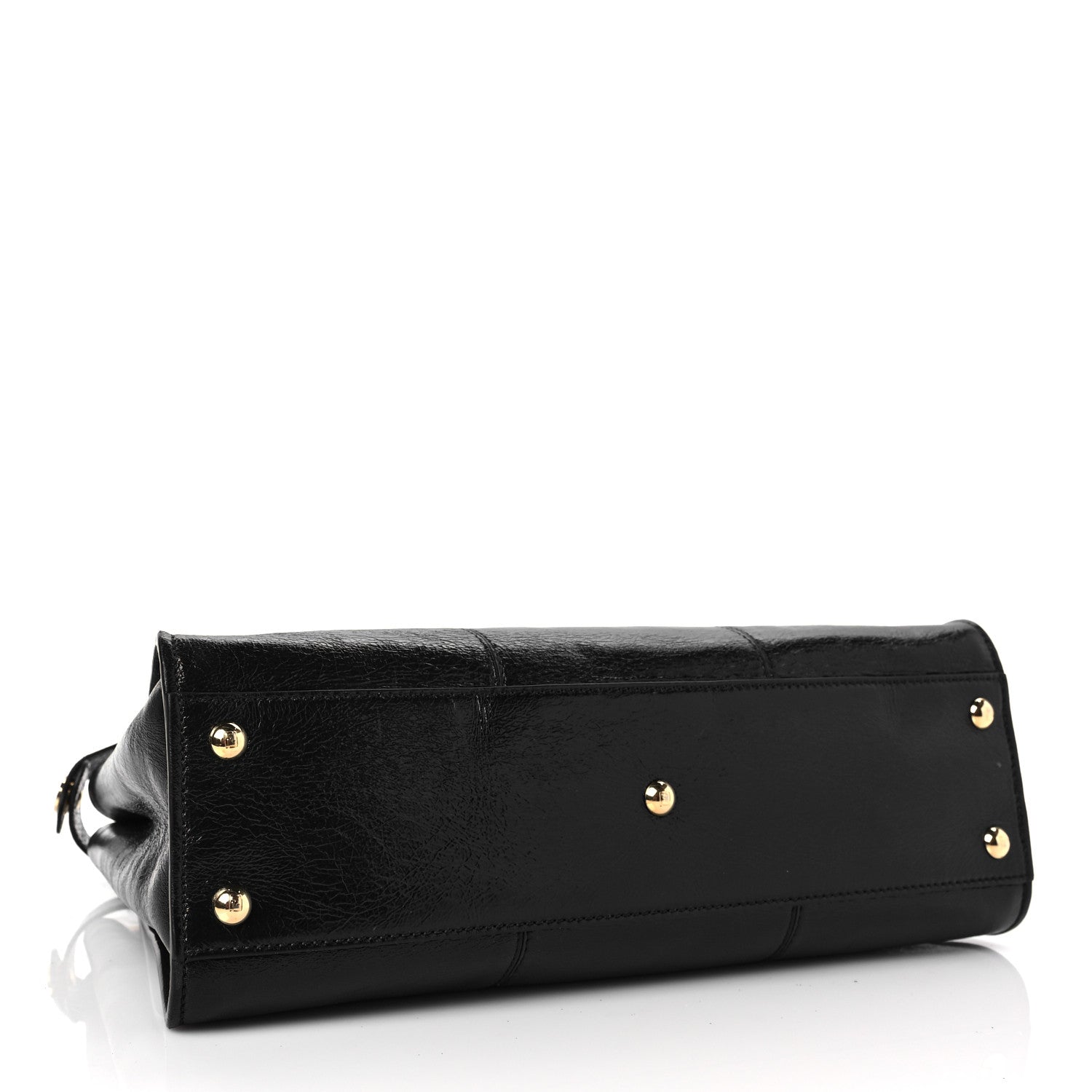 Fendi Agnello Old Shine Medium Peekaboo Iconic Satchel Black 4 of 7