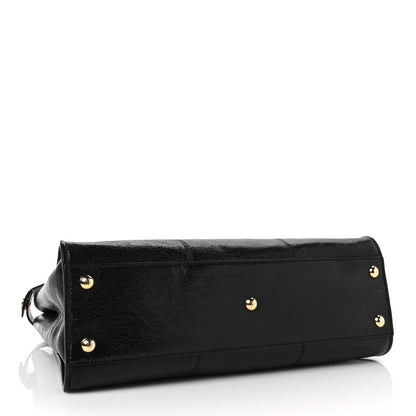 Fendi Agnello Old Shine Medium Peekaboo Iconic Satchel Black 4 of 7