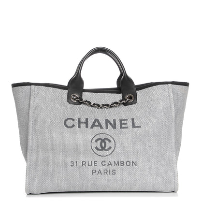 Chanel Canvas Large Deauville Tote Grey 1 of 8