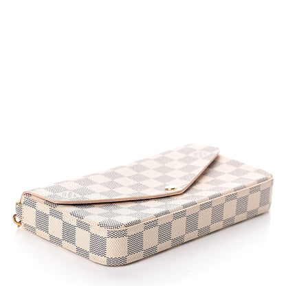 Louis Vuitton Damier Azur Pochette Felicie Chain Wallet Rose Ballerine 4 of 11