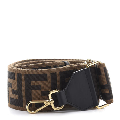 Fendi Ribbon Vitello Seta FF 1974 Adjustable Strap You Fango Marrone Black 1 of 5