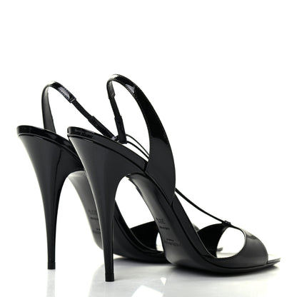 Saint Laurent Patent Calfskin Anouk 110 Sandals 39.5 Black 4 of 7