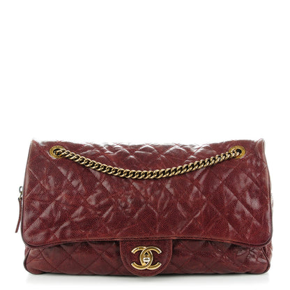 Chanel Crumpled Grained Calfskin Quilted Large Shiva Flap Burgundy 1 of 7