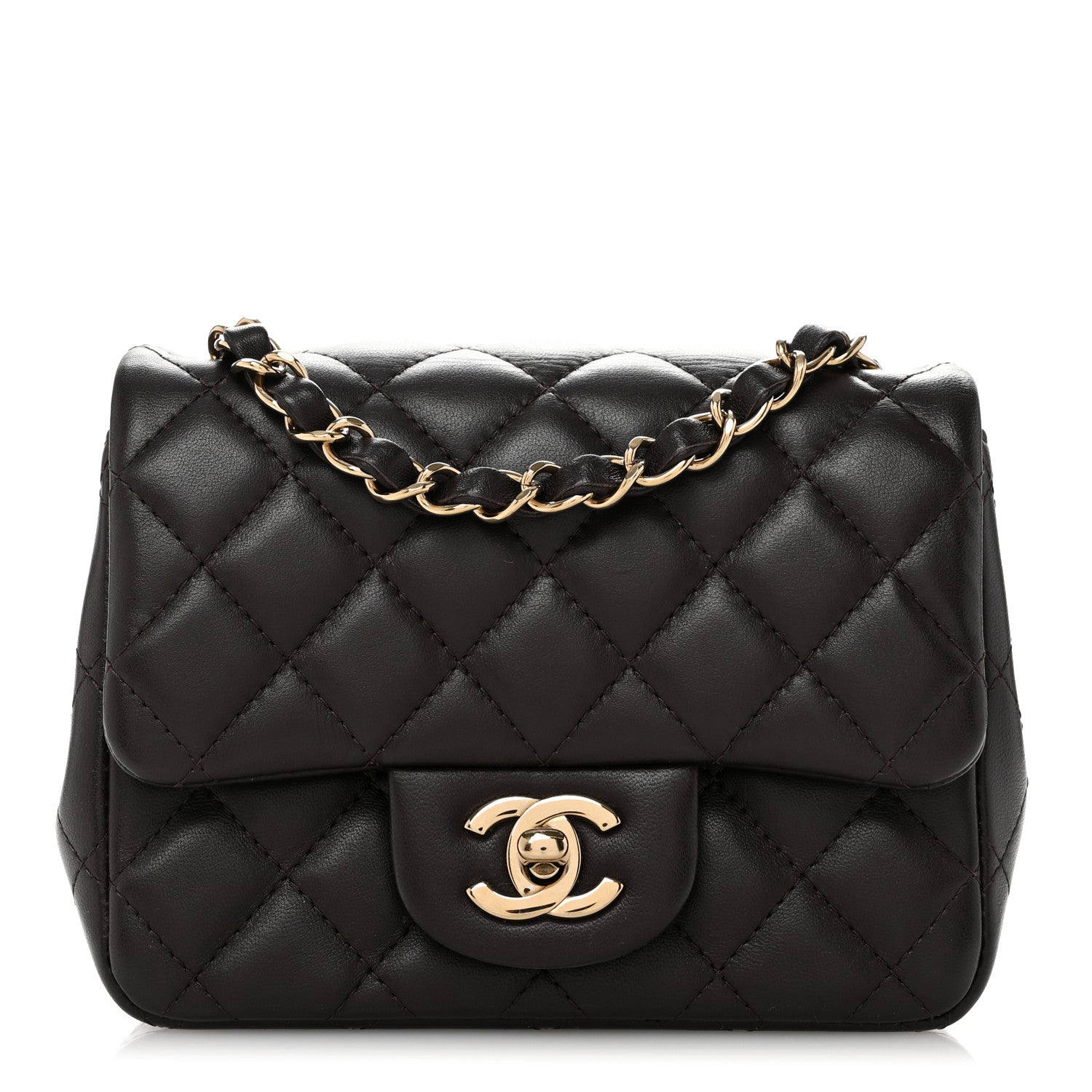 Chanel Lambskin Quilted Mini Square Flap Dark Brown 1 of 11