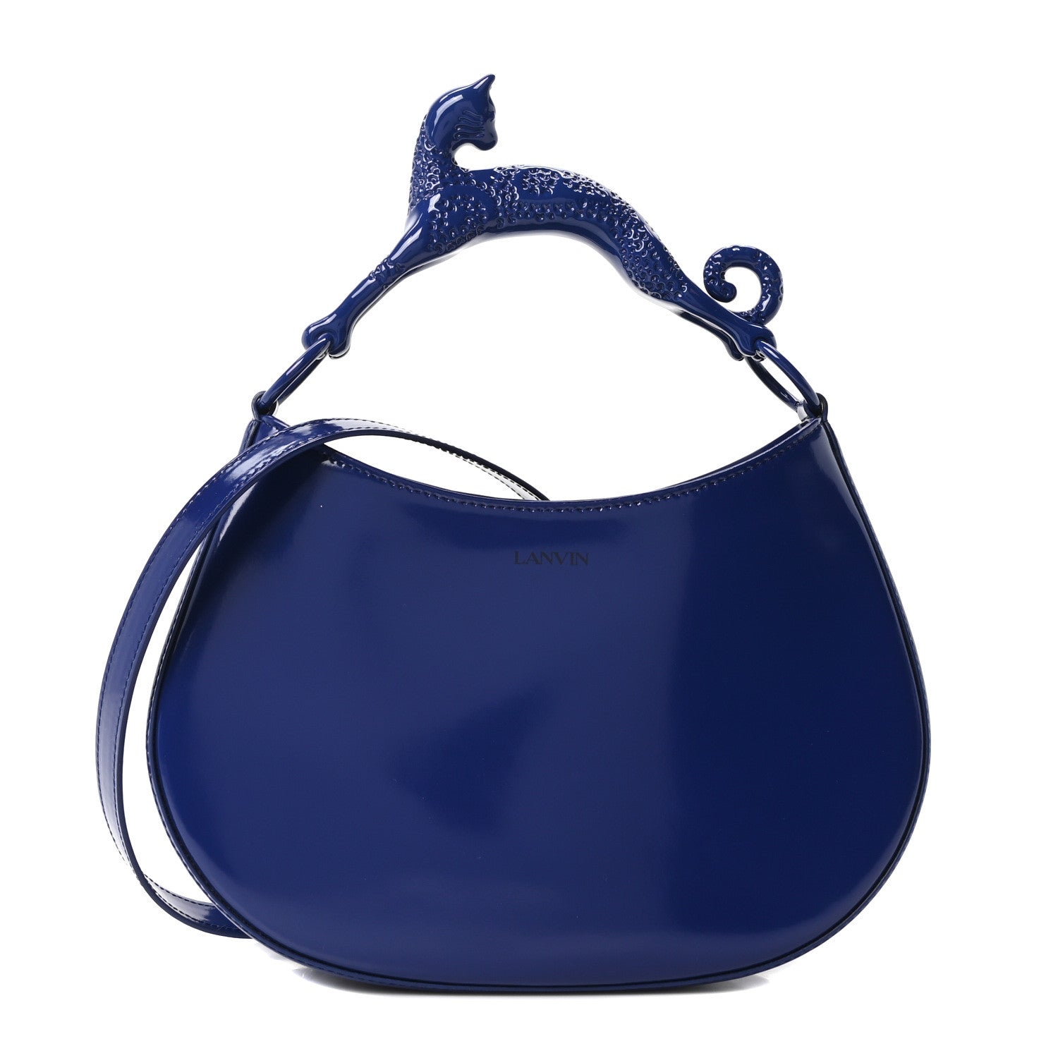 Lanvin Patent Cat Hobo Majorelle Blue 1882819 – FASHIONPHILE