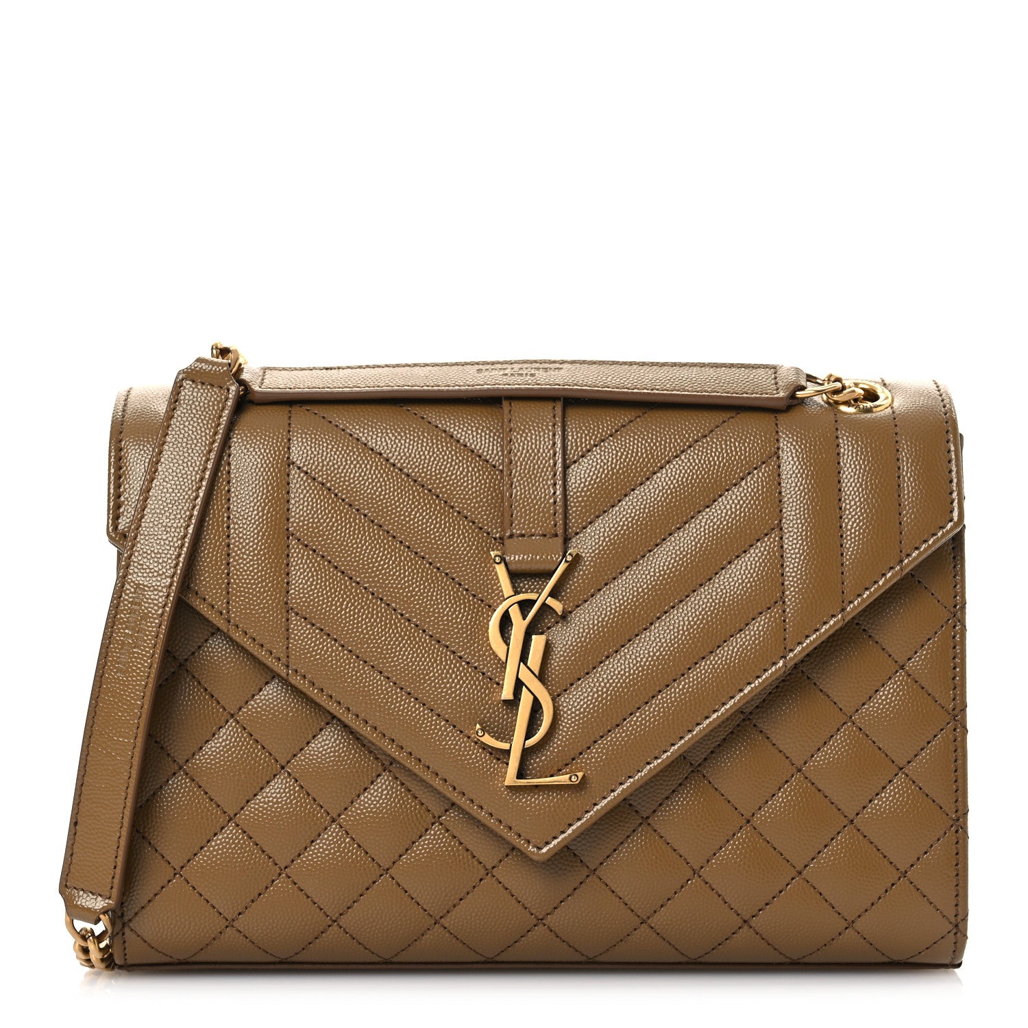 Saint Laurent Grain De Poudre Textured Mixed Matelasse Triquilt Medium Monogram Satchel Old Oil 1 of 10