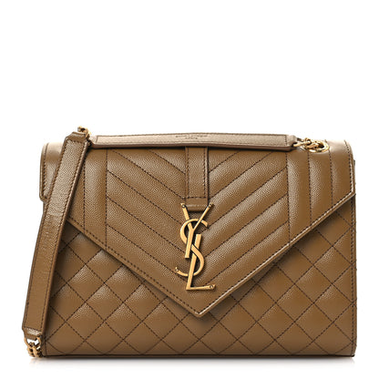 Saint Laurent Grain De Poudre Textured Mixed Matelasse Triquilt Medium Monogram Satchel Old Oil 1 of 10