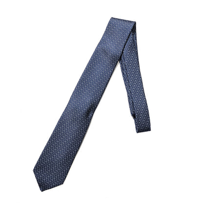 Hermes Printed Silk Mens Puzzle Neck Tie Marine Ciel 1 of 4