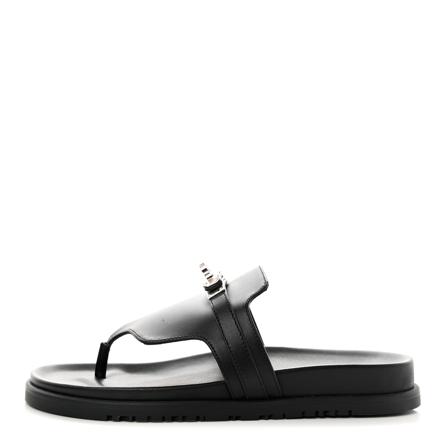 Hermes Calfskin Womens Empire Sandals 38 Black 1 of 9