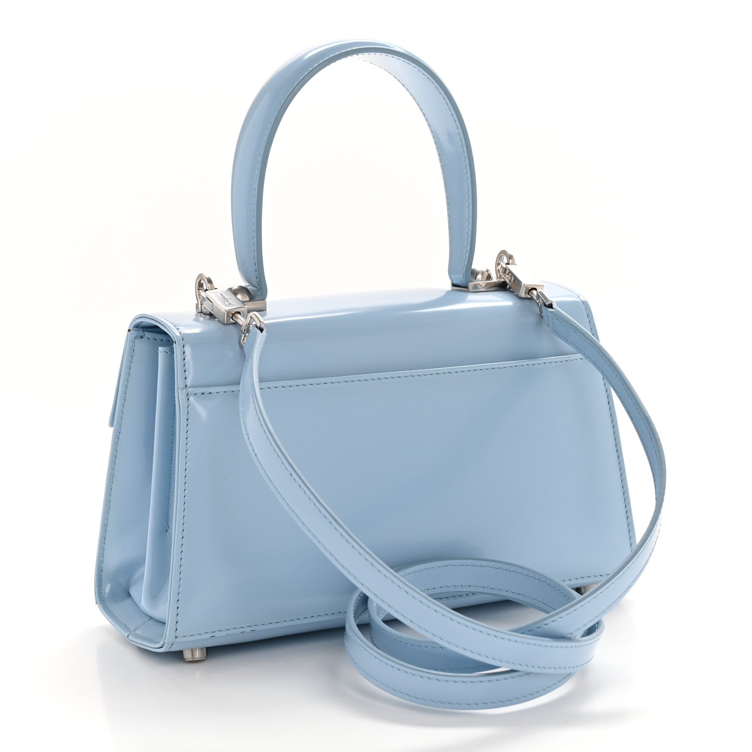 Salvatore Ferragamo Brushed Off Calfskin Mini Iconic Top Handle Bag Sky Blue 3 of 14