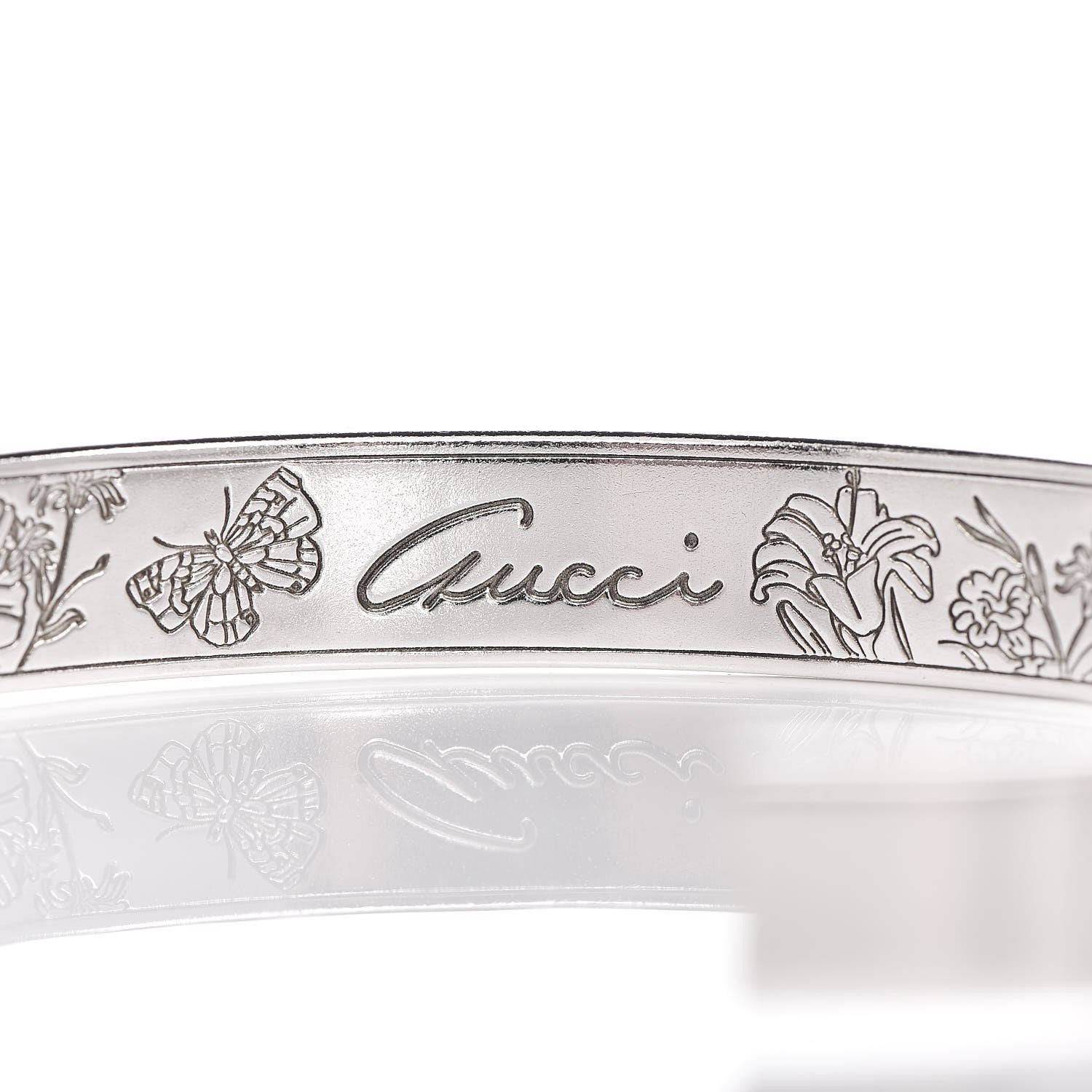 Gucci Sterling Silver Flora Cuff Bracelet 5 of 6