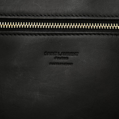 Saint Laurent Raffia Calfskin Medium Panier Tote Black Naturale 6 of 12