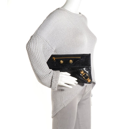 Balenciaga Agneau Giant 21 Gold Hardware Envelope Clutch Black 2 of 10