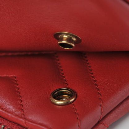 Gucci Calfskin Matelasse Small GG Marmont Double Zip Shoulder Bag Hibiscus Red 9 of 9