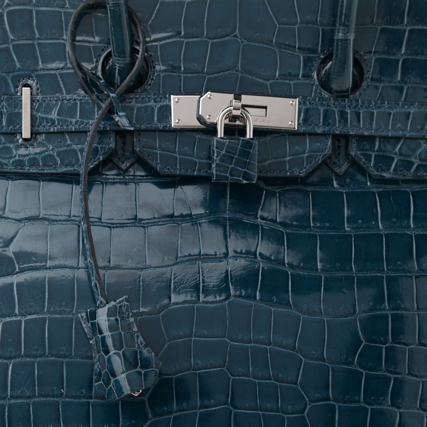 Shiny Porosus Crocodile Birkin 35 Bleu Roi