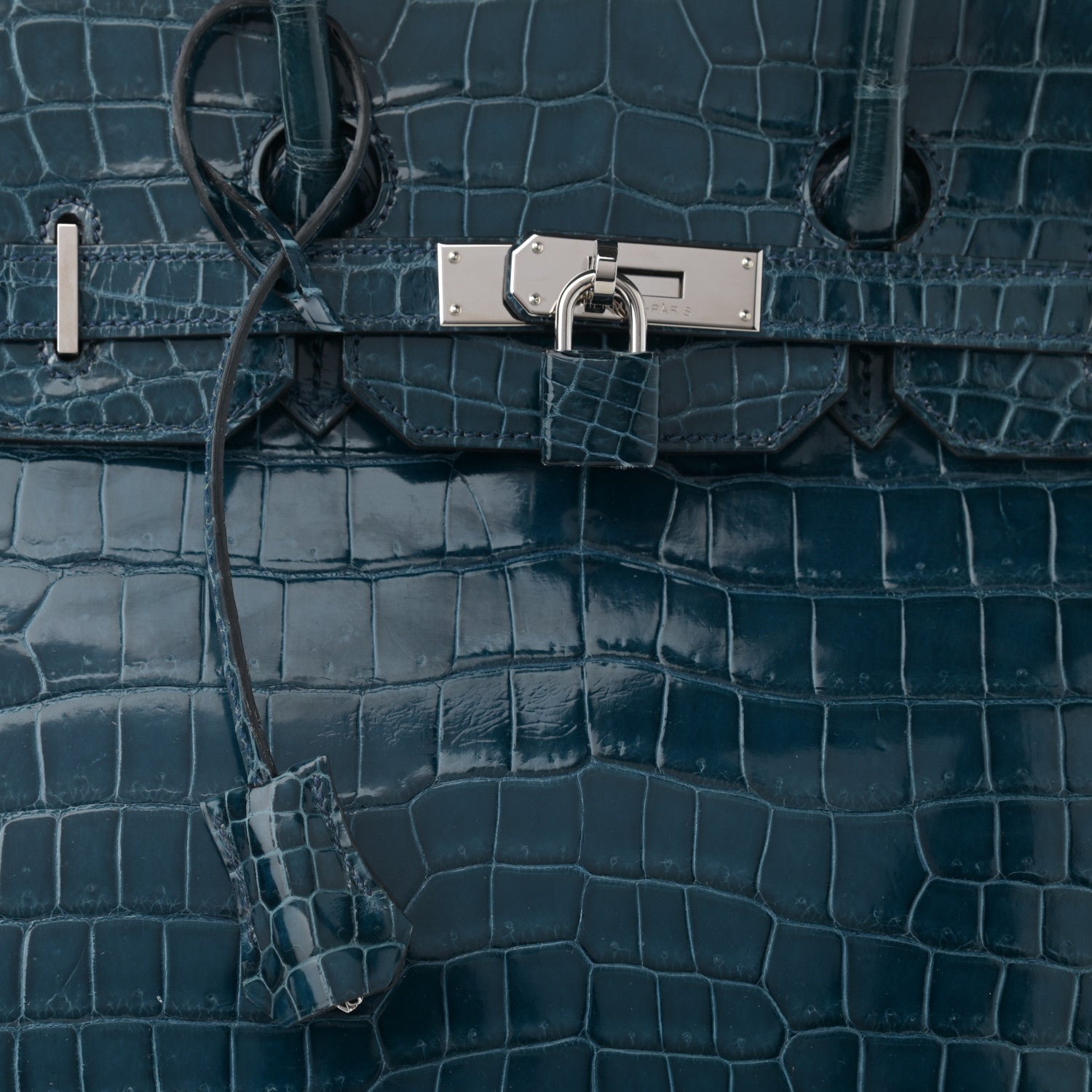 Hermes Shiny Porosus Crocodile Birkin 35 Bleu Roi 8 of 11