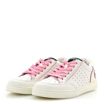 Chanel Calfskin Womens Logo Sneakers 38 White Pink 4 of 10