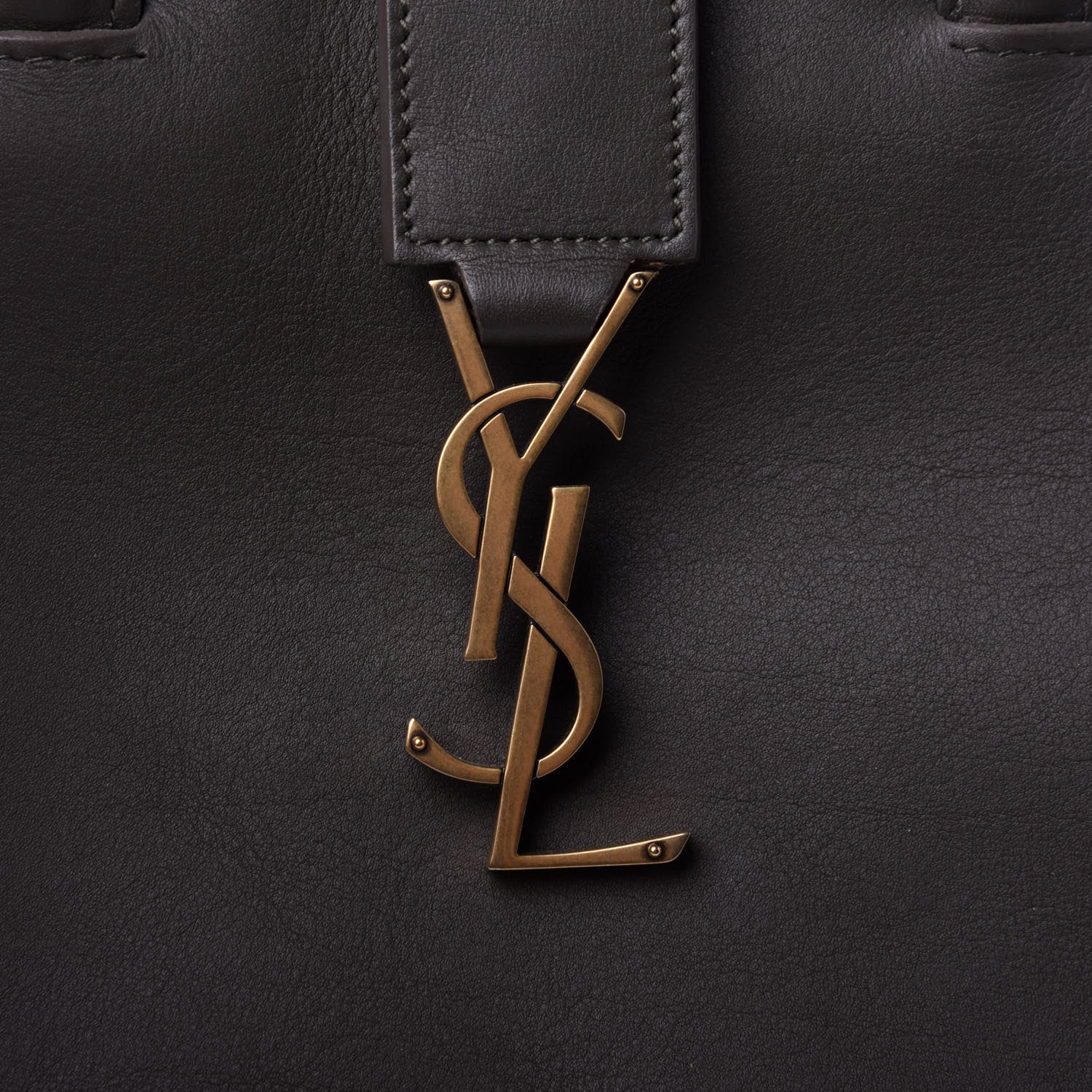 Saint Laurent Calfskin Suede Small Monogram Downtown Cabas Earth 11 of 12