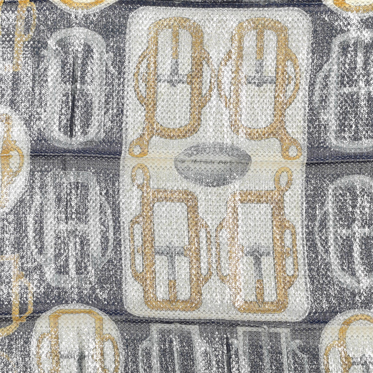 Hermes Silk Polyester Carre Glitter Bouclerie d'Attelage Scarf 70 2 of 3