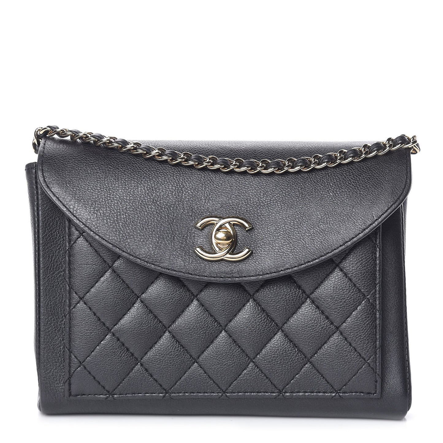 Calfskin Quilted Smart Pocket Crossbody Bag Black