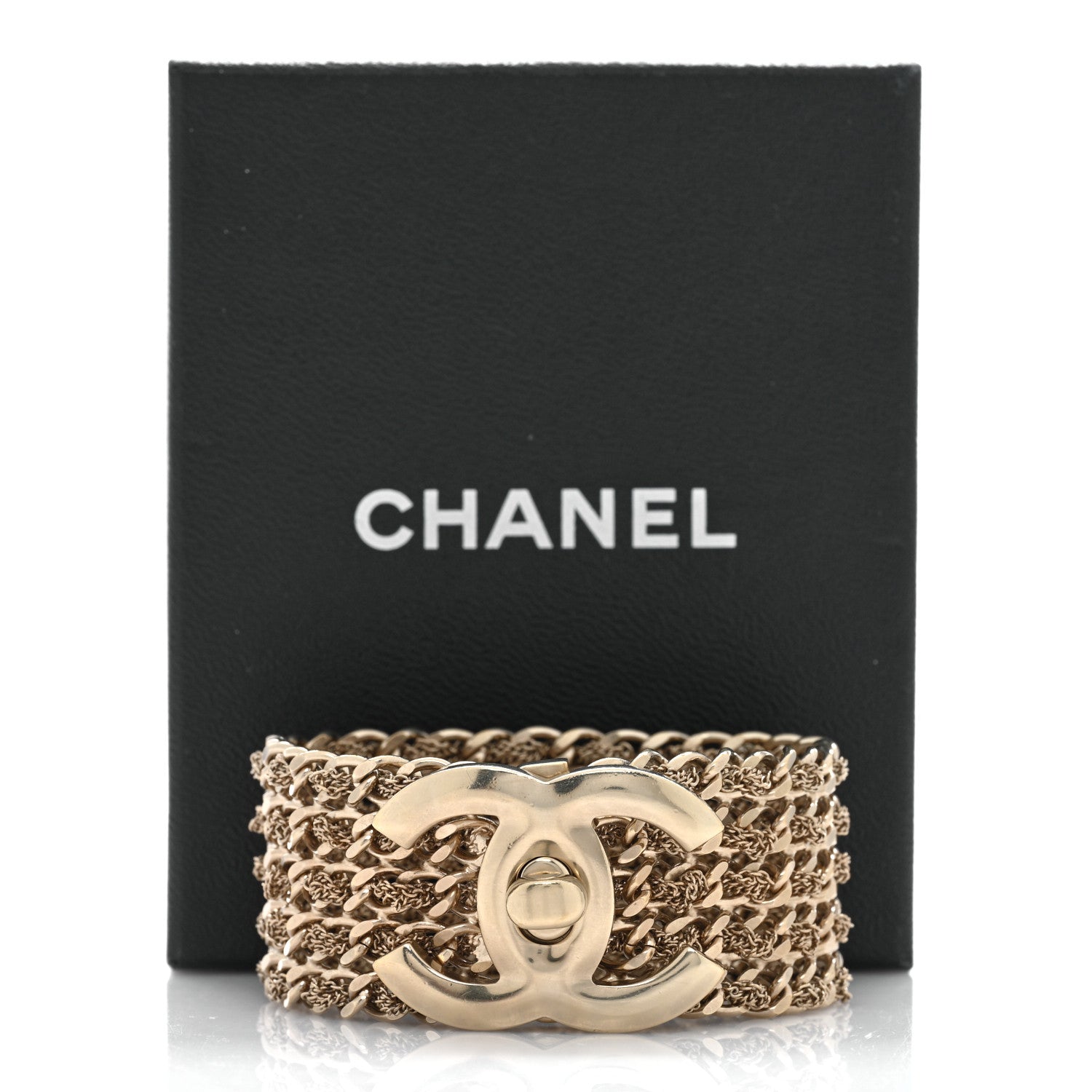 Chanel Metal CC Turnlock Multistrand Chain Bracelet Gold 5 of 5