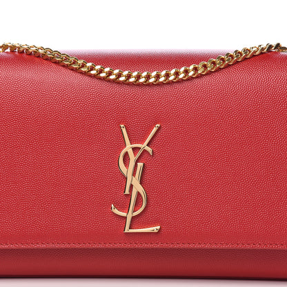 Saint Laurent Grain De Poudre Medium Monogram Kate Satchel Red 10 of 10