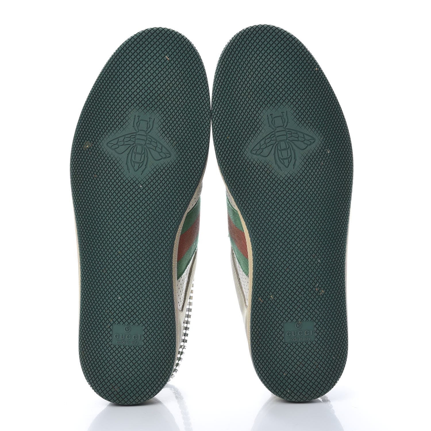 Gucci Nubuck Calfskin Web Removable Crystals Mens Screener Sneakers 9 Dusty Milk New Mystic White 9 of 27