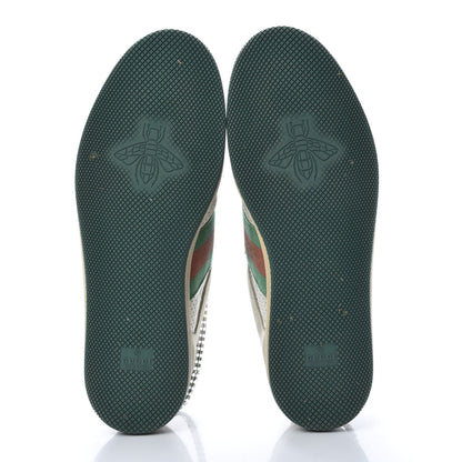 Gucci Nubuck Calfskin Web Removable Crystals Mens Screener Sneakers 9 Dusty Milk New Mystic White 9 of 27