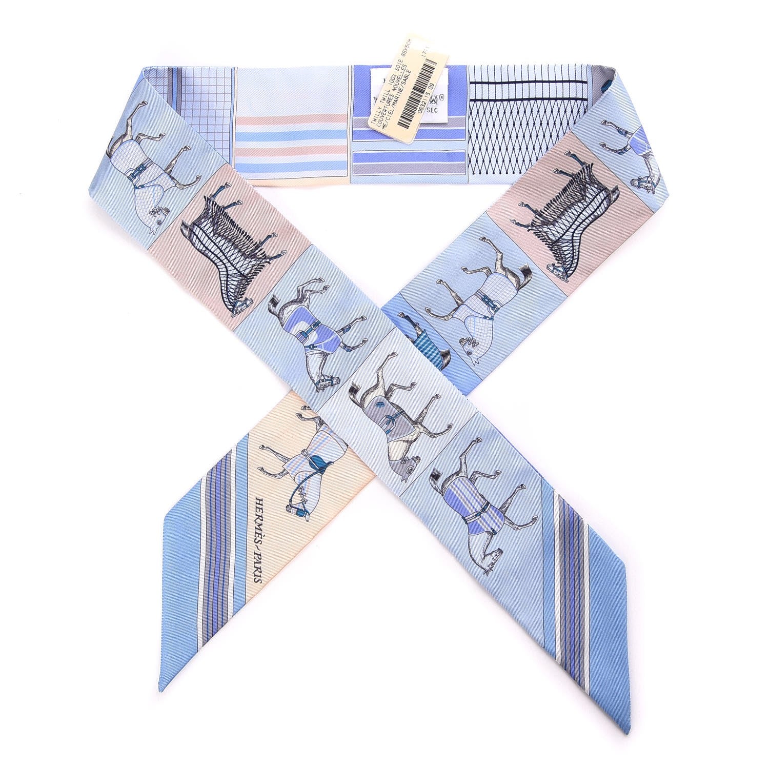Hermes Silk Couvertures Nouvelles Twilly Menthe Ciel Marine Sable 1 of 4