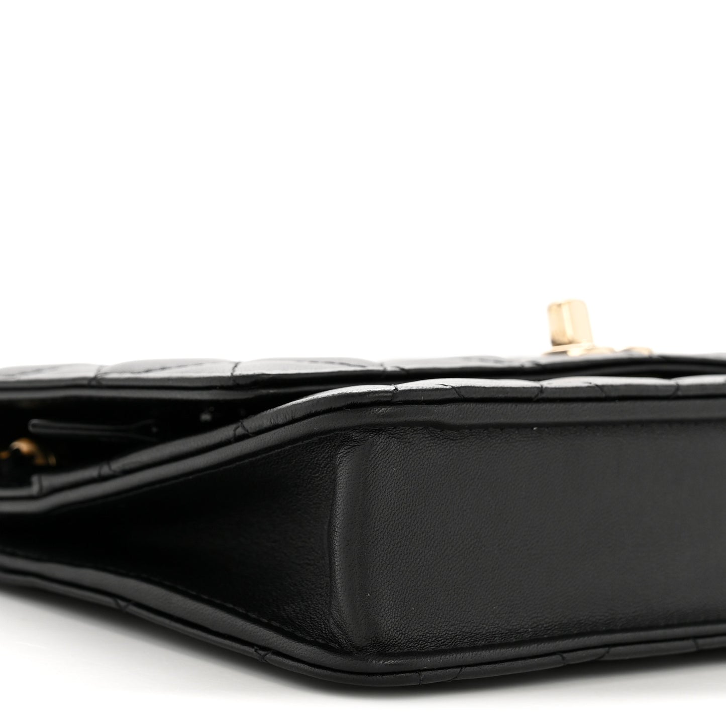 Lambskin Quilted Trendy CC Wallet On Chain WOC Black