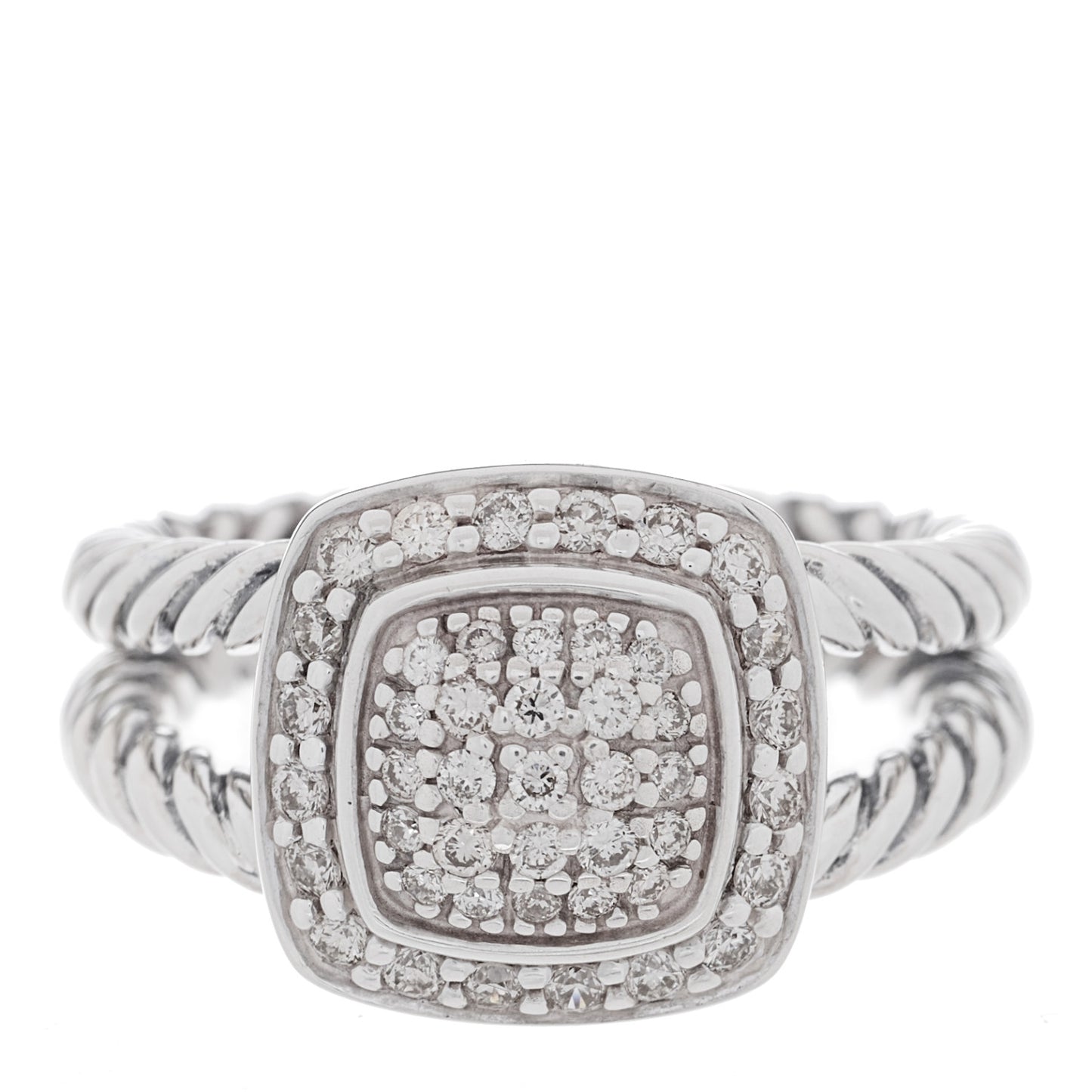 Sterling Silver Diamond 7mm Petite Albion Pave Ring 46 3.75
