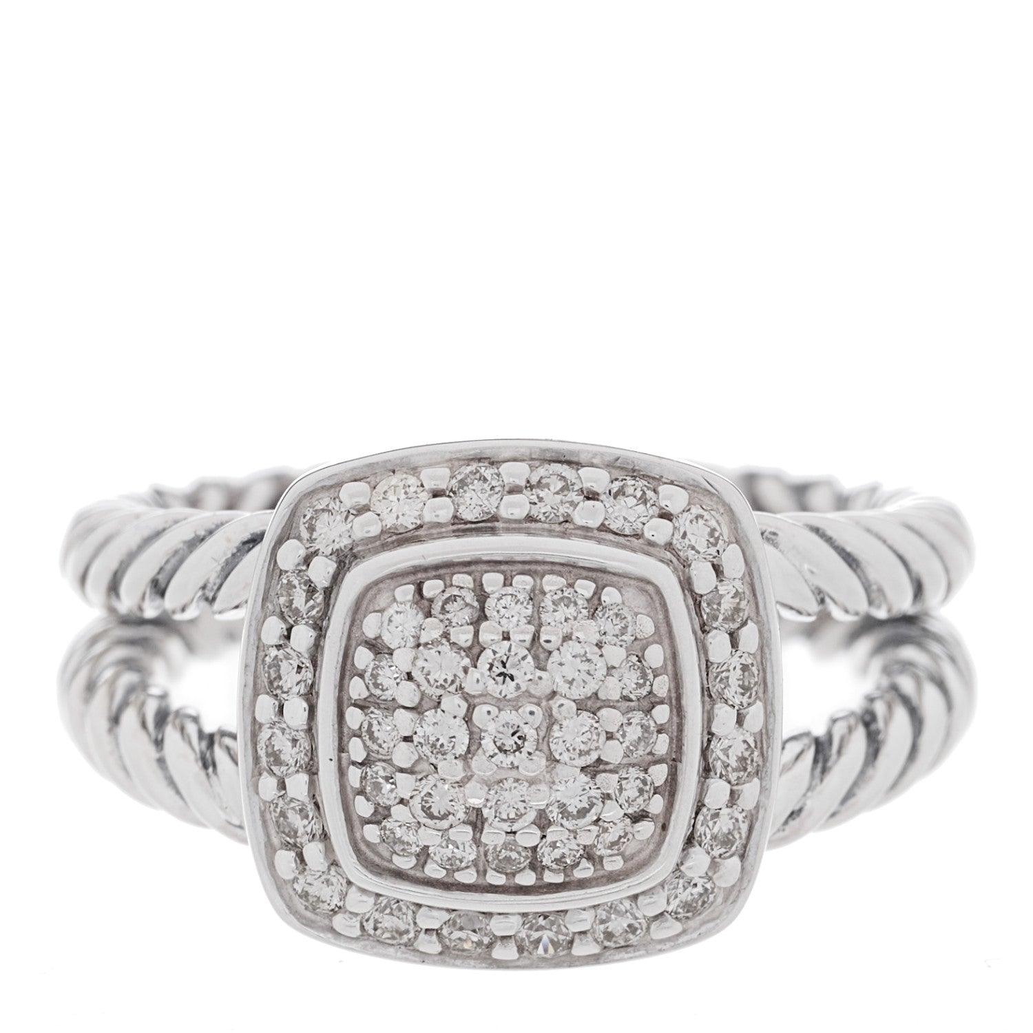 David Yurman Sterling Silver Diamond 7mm Petite Albion Pave Ring 46 3.75 1 of 4