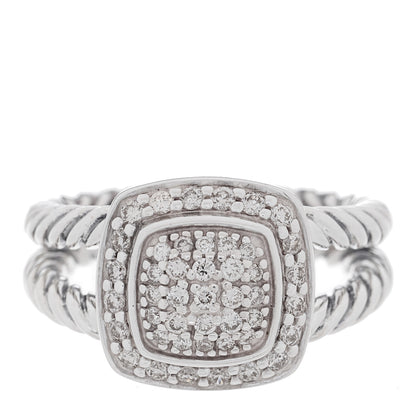 David Yurman Sterling Silver Diamond 7mm Petite Albion Pave Ring 46 3.75 1 of 4