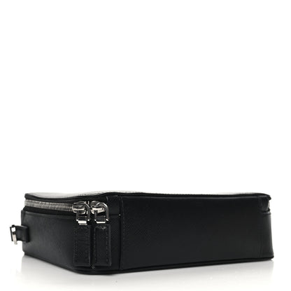 Prada Saffiano Travel Medium Brique Crossbody Bag Black 4 of 9